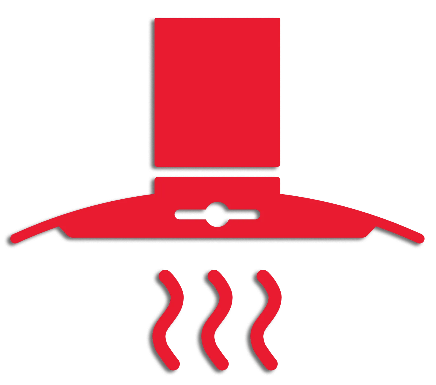 A red icon of a hood with three swirls coming out of it.