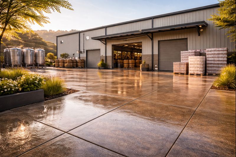Clean winery tasting room exterior in Napa after professional pressure washing removed mildew and surface buildup